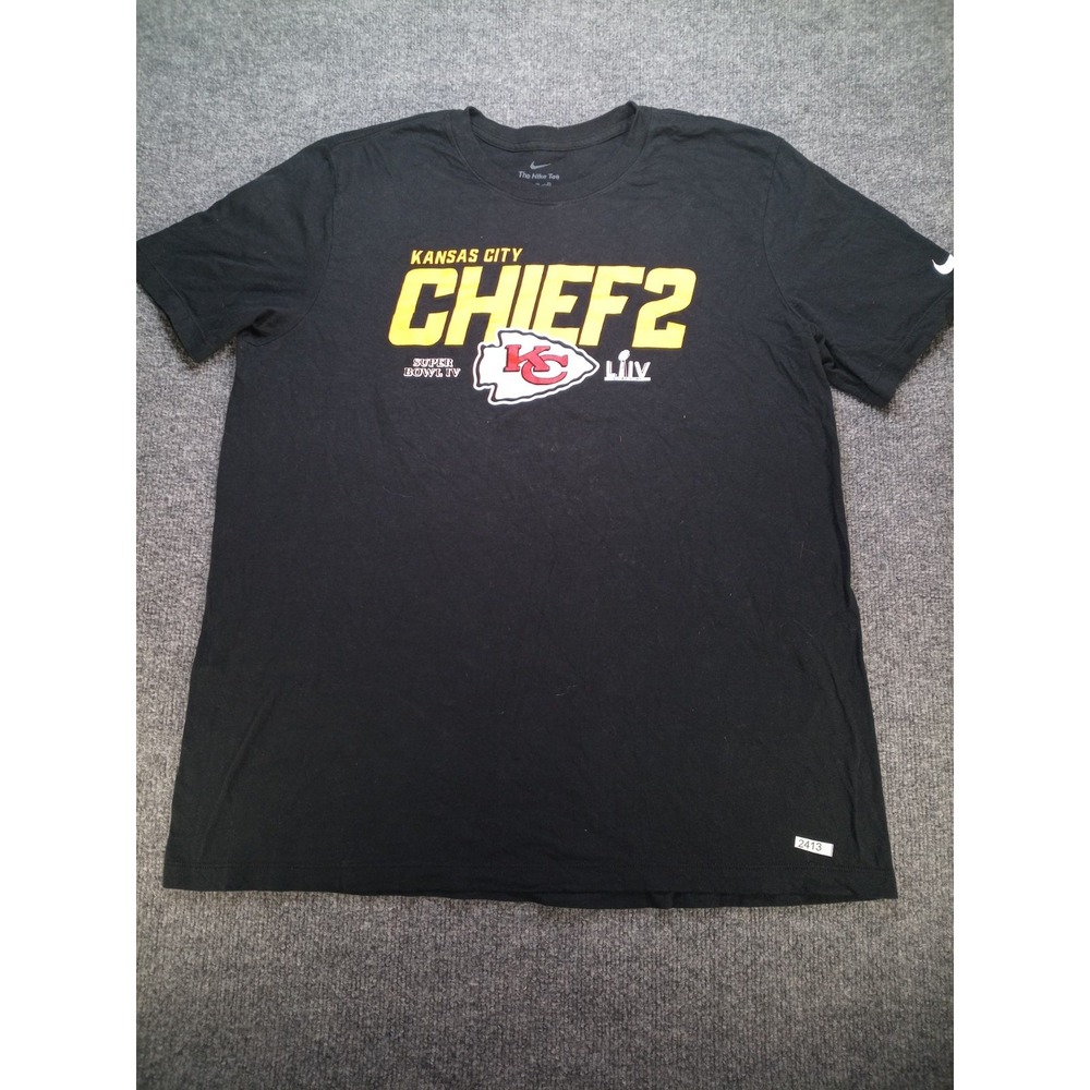 Nike Kansas City Chiefs Super Bowl LIV Champions T Shirt Black Mens XL NFL Tee